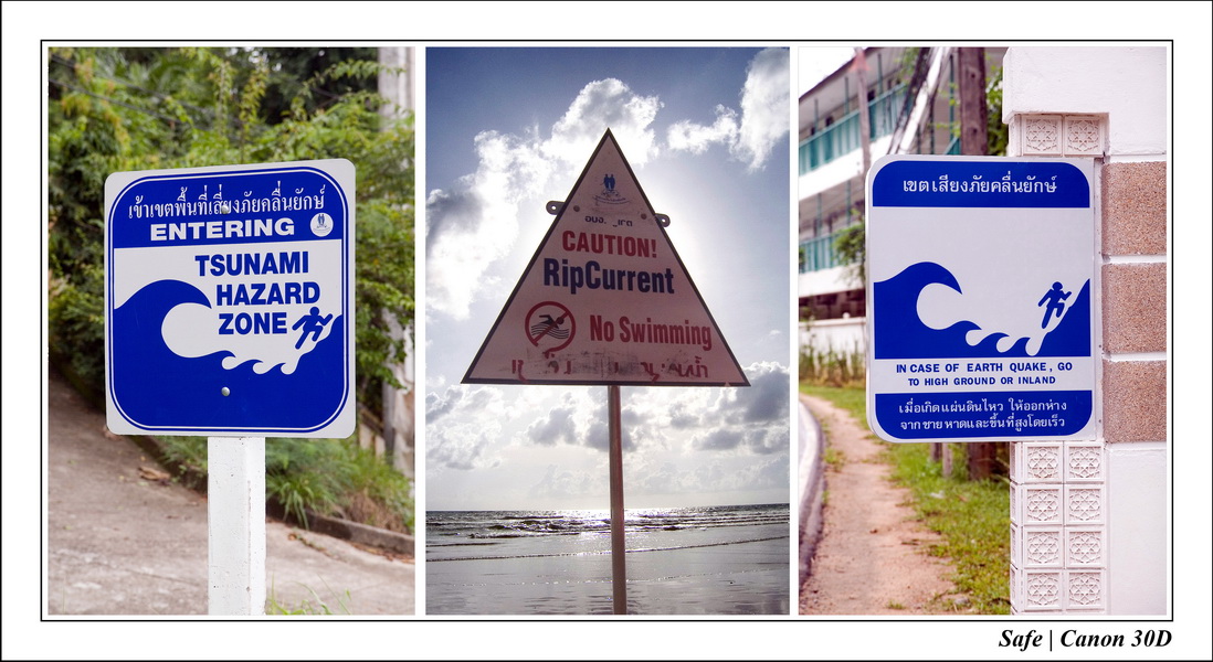 2006 - 07 - Phuket - Tryptique panneau tsunami